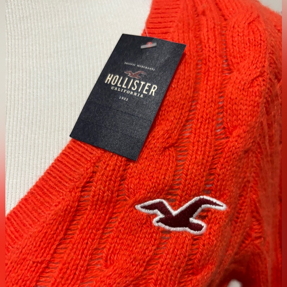 Hollister Bright Orange Knit Cardigan: Small